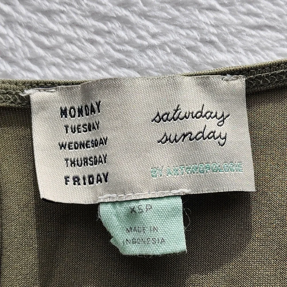 Saturday Sunday Anthropologie Jumpsuit Womens XS Olive‎ Green Wide Leg Romper - Picture 4 of 16